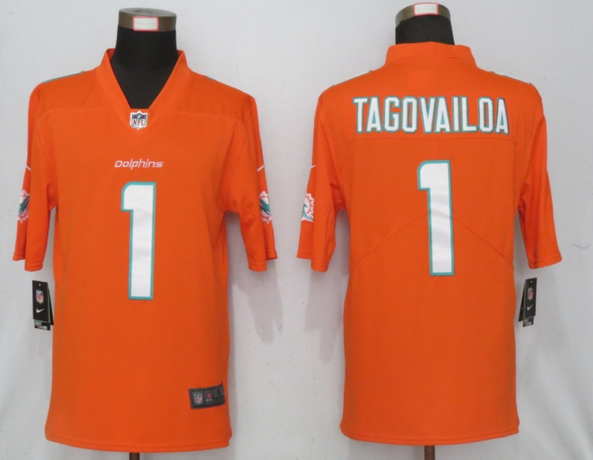 Men New Nike Miami Dolphins 1 Tagovailoa Orange 2020 Vapor Limited Jersey